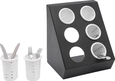 Image de Porte-ustensiles, 6 compartiments, construction robuste, noir