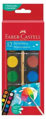 Obrázek produktu pro Vodové barvy FABER-CASTELL 12 barev - 30 mm
