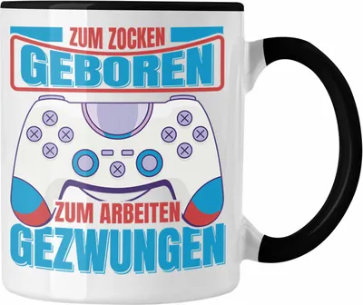 Produktbild von Trendation - Lustige Gamer Tasse Zocker Geschenk Gamer Gamergirl Geschenkidee Geburtstag Zum Zocken Geboren (Schwarz)