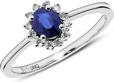 Produktbild von Verlobungsring 14K Weißgold Saphir Diamanten