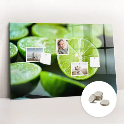 Obrázok produktu pre Magnetická tabuľa na stenu - Memo Tabuľa Sklenená - vrátane 5 magnetov - 90x60 cm - Kúsky vápna