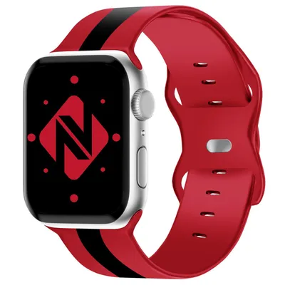 Obrázok produktu pre Náhradný silikónový remienok NALIA s pruhmi, kompatibilný s hodinkami Apple Watch SE a sériami 8/7/6/5/4/3/2/1, s rozmermi 38 mm, 40 mm, 41 mm. Fitness remienok pre dámske a pánske iWatch, farba: červená, čierna