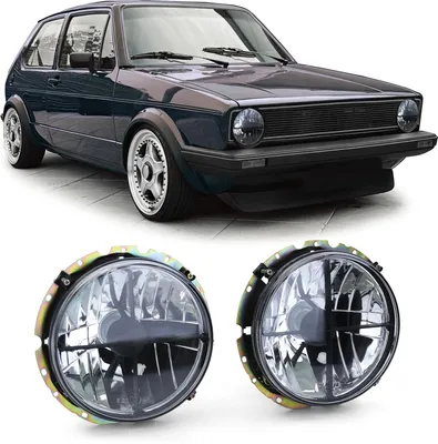 Produktbild von Klarglas Scheinwerfer Schwarz Smoke mit Fadenkreuz für VW Golf 1 + Cabrio 74-83