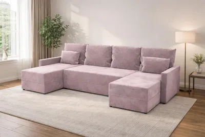 Zdjęcie produktu dla Duży narożnik KUBO U z funkcją spania i pojemnikiem na pościel sofa do salonu