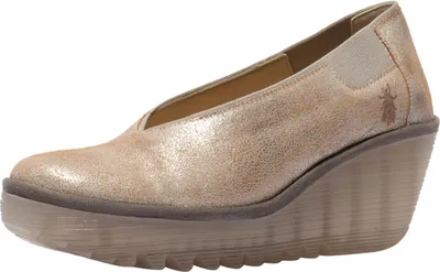 Produktbild von FLY London Pumps aus Leder mit robuster Keilsohle und gepolsterter Lederdecksohle