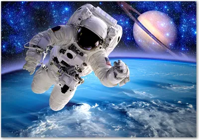 Produktbild von Tulup® Glas-Bild - 100 x 70 - Wandbild aus Glas - Wandkunst - Wandbild hinter gehärtetem Sicherheitsglas - Weltall & Science-Fiction - Astronaut - Blau