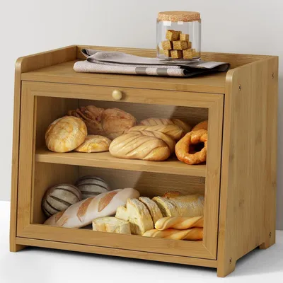 Produktbild von Brotdose mit 2 Etagen - Bambus - Holz - Brotspeicher - Naturfarbe