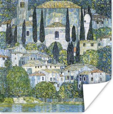 Produktbild von MuchoWow® Poster Die Kirche in Cassone - Gustav Klimt 75x75 cm - Wand Dekoration