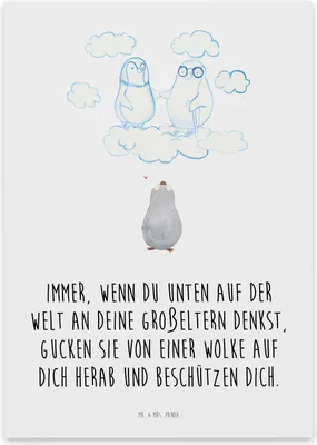 Produktbild von Mr. & Mrs. Panda Trauerkarte Pinguin Großeltern - Weiß - Abschiedskarte, Beileidskarte, Opa, Anteilnahmekarte, Verlust, gedenkkarte, Oma, Beileid, Trauerspruchkarte