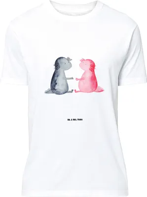 Produktbild von Mr. & Mrs. Panda T-Shirt Axolotl Liebe - Weiß - Geschenk, Shirt, Lurche, Valentinstag, mit Spruch, Tshirt, Oversize, Lustiges