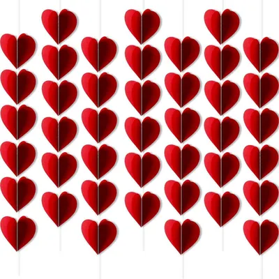 Produktbild von 3D Herz Girlande Rot 2 Stück 1,5m Papier Hängedeko für Valentinstag Hochzeit Geburtstag