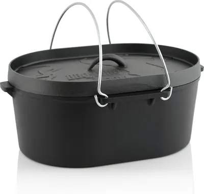 Produktbild von BBQ-Toro Dutch Oven 9,3 Liter, Gusseisen Kochtopf ohne Füße, bereits eingebrannt - preseasoned