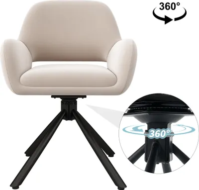 Produktbild von okwish Drehstuhl(2tlg.), Esszimmerstuhl Barstuhl aus samt-Stoff, Sessel Bürostuhl, Loungesessel, Beige