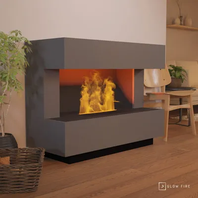 Produktbild von GLOW FIRE Elektrokamin 'Kant' | Wasserdampf Kamin mit OMC 500 in grau | HxBxT: 120x90x50 cm