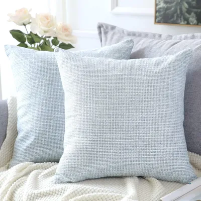 Productafbeelding van Kussensloop, set van 2, linnenlook, 45x45 cm, blauw, grijs