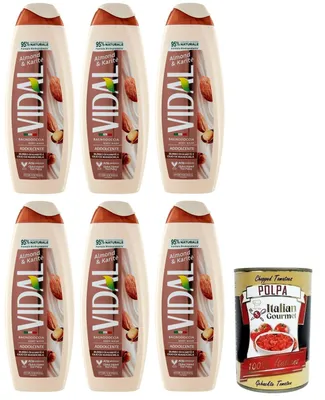 Produktbild von 6x Vidal Almond & Karitè Bagnodoccia Duschgel mit Sheabutter und Mandelöl,500ml + Italian Gourmet Polpa di Pomodoro 400g Dose