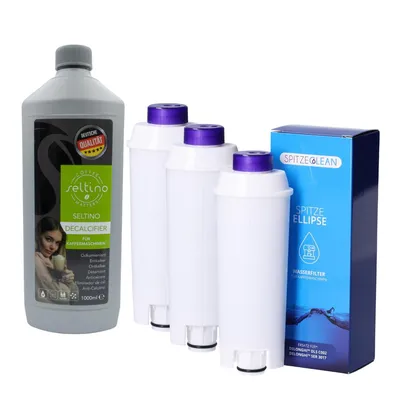 Image de Seltino Spitze Ellipse : 3 filtres à eau et 1 détartrant, kit pour DeLonghi