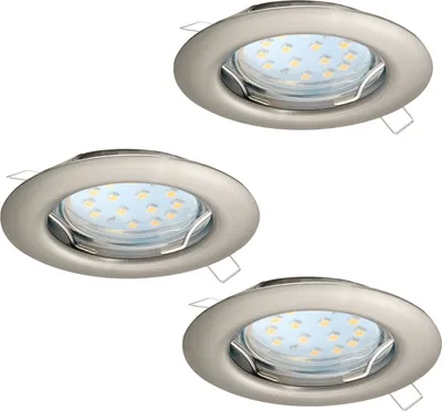 Immagine prodotto di Faretto Ad Incasso Moderno Peneto In Acciaio Nichel Satinato 3 Luci Gu10 2,8W