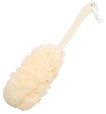 Produktbild von Duschschwamm mit Griff, Rückenbürste, Netzbürste zum Schrubben und Reinigen der Haut unter der Dusche.