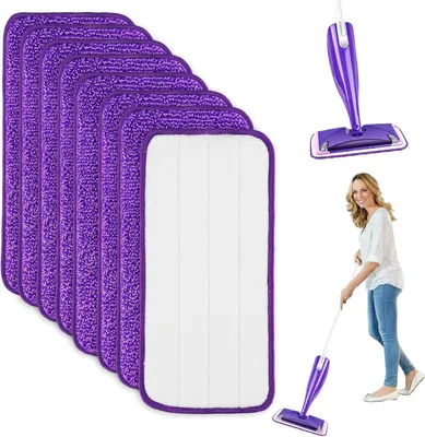 Imagen del producto de Fundas de repuesto para mopas, de microfibra, 30 x 14 cm, paquete de 8 unidades, para la limpieza de suelos