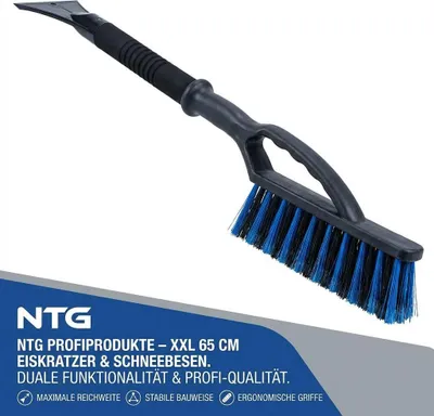 Produktbild von NTG Eiskratzer mit Schneebürste Eisbrecher und Schaumstoffgriff Ergonomischer Profi Scheibenkratzer Zwei Griffe 65 cm lang Stabiler Eiskratzer Dickes Material