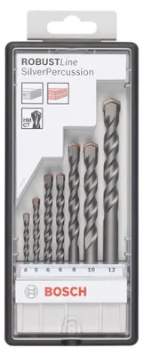 Image de Bosch Accessories 2607010545 Jeu de forets hélicoïdaux à béton en métal dur 7 pièces 4 mm, 5 mm, 6 mm, 6 mm, 8 mm, 10 mm, 12 mm Queue cylindrique 1 jeu