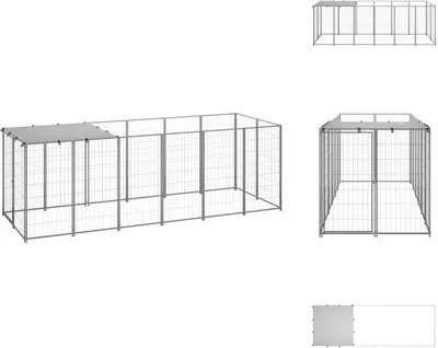 Produktbild von vidaXL Hundezwinger Silbern 330x110x110 cm Stahl -  Hundezwinger & -ausläufe