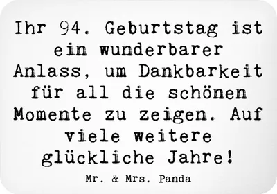 Produktbild von Mr. & Mrs. Panda magnet Spruch 94. Geburtstag - Weiß - Geschenk, Pinnwandmagnet, whiteboardmagnet, Kühlschrankmagnet, Happy Birthday, Wünsche, haftmagnet, wandmagnet