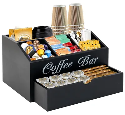 Immagine prodotto di Organizzatore in legno per la caffetteria, con cassetto per capsule di caffè e tè