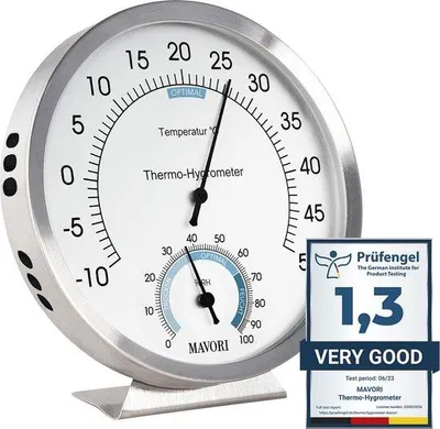 Produktbild von Digitale Innenklima-Thermometer mit Feuchtigkeitsmessung - Präzise Messungen ohne Batterien