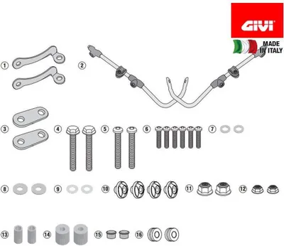 Immagine prodotto di Kit attacchi parabrezza per 6109A per KYMCO Like 50-125-150