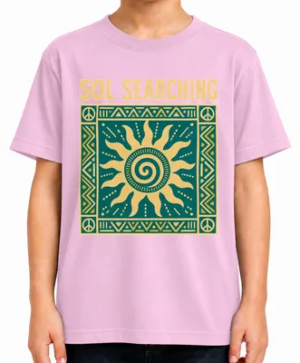 Produktbild von Sol Searching Sonne Tribal Boho Hippie Spirituell Vintage Aztec Kinder T-Shirt, Pink, 140