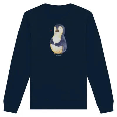 Produktbild von Mr. & Mrs. Panda Nachhaltiger Pullover Pinguin Diät Größe XS - French Navy - Geschenk, Foodbaby, Pulli, Sweater, Rundhals, Sweatshirt, Abnehmen, Motivation