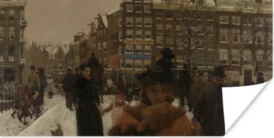 Produktbild von MuchoWow® Poster Die Singelbrücke in der Paleisstraat in Amsterdam - Gemälde von George Hendrik Breitner 150x75 cm - ohne Rahmen