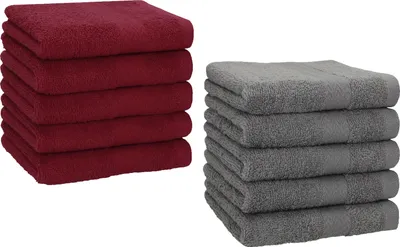 Produktbild von Betz 10 Stück Seiftücher 30x30 cm PREMIUM 100% Baumwolle  Farbe: dunkelrot und anthrazit
