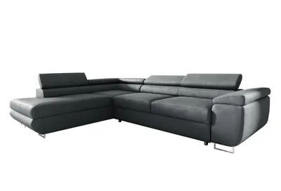 Produktbild von Ecksofa in L-Form AVESTA, L-förmige Eckcouch mit Schlaffunktion, ausziehbares Sofa, 1 Bettzeugbehälter, verstellbare Kopfstützen, (Monolith 92)