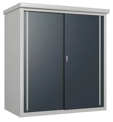 Image de Trimetals Armoire à outils en métal "Large Guardien D63", rangement de jardin avec plancher et 2 étagères anthracite 176 x 98 x 187 cm (L x l x H)