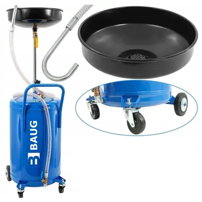 Immagine prodotto di Serbatoio di scarico e cambio dell'olio, drenaggio , trasferimento del carburante fluido, imbuto regolabile in altezza, con valvola di regolazione della pressione, 70 litri Baug