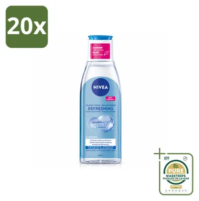 Zdjęcie produktu dla 20 sztuk płynu micelarnego NIVEA Refreshing – 200 ml – zestaw ekonomiczny