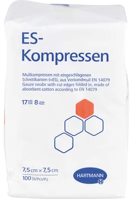 Produktbild von ES-Kompressen unsteril 8fach 7,5 x 7,5 cm, 100 St. Kompressen