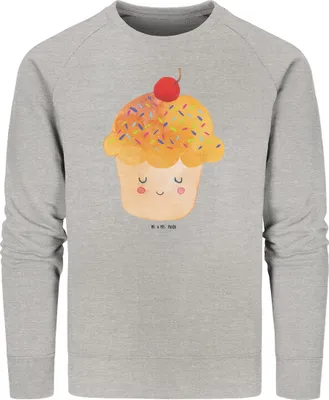 Produktbild von Mr. & Mrs. Panda Bio Baumwoll Pullover Cupcake Größe L - Heather Grey - Geschenk, Cupcakes, Sweater, Küche Spruch, Wunder, Lustige Sprüche, Pulli, Koch, Motivation