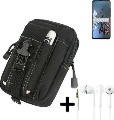 Produktbild von K-S-Trade Gürteltache + Kopfhörer kompatibel mit HTC Desire 20 Pro Gürtel Tasche Holster Schutz Hülle Handy Hülle  schwarz inkl. Extrafächer
