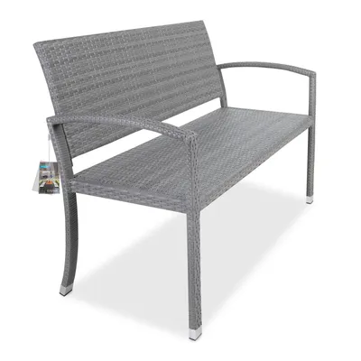 Produktbild von CASARIA® Gartenbank Wetterfest Polyrattan UV-beständig 320kg Belastbar Garten Terrasse Balkon Bank Balkonbank Gartenmöbel 122x58x87cm 2-Sitzer, Farbe:Grau