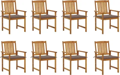 Produktbild von Cloris Designermöbel Gartenstühle mit Kissen 8er Set Massivholz Akazie 2024 Neu