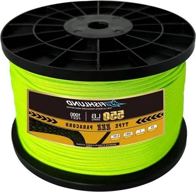 Image de Corde de parachute en nylon, 7 brins, vert fluo, 305 m, 4 mm