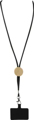Productafbeelding van Floso - "Adhab" Telefoonhouder met koord, bamboe details, model PF4904 (one size) (zwart)