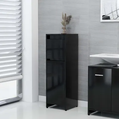 Produktbild von vidaXL Koupelnová skříňka černá 30x30x95 cm Dřevěný materiál