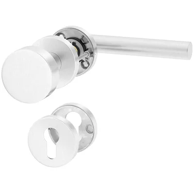 Produktbild von ERGO line Türdrücker mit Türknopf NINA Links, PZ Rosette, Edelstahl, Knauf Türdrücker, Silber