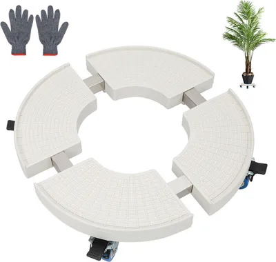 Produktbild von SWANEW Pflanzenroller Rund Blumentopf Weiß Einstellbare Blumenroller 38-52 cm bis 300 Kg Rolluntersetzer