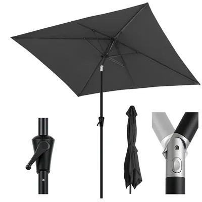 Produktbild von Sekey Sonnenschirm Rechteckig 300x200 cm, Aluminium Marktschirm mit Kurbel, knickbar, UV-Schutz 50+, Gartenschirm